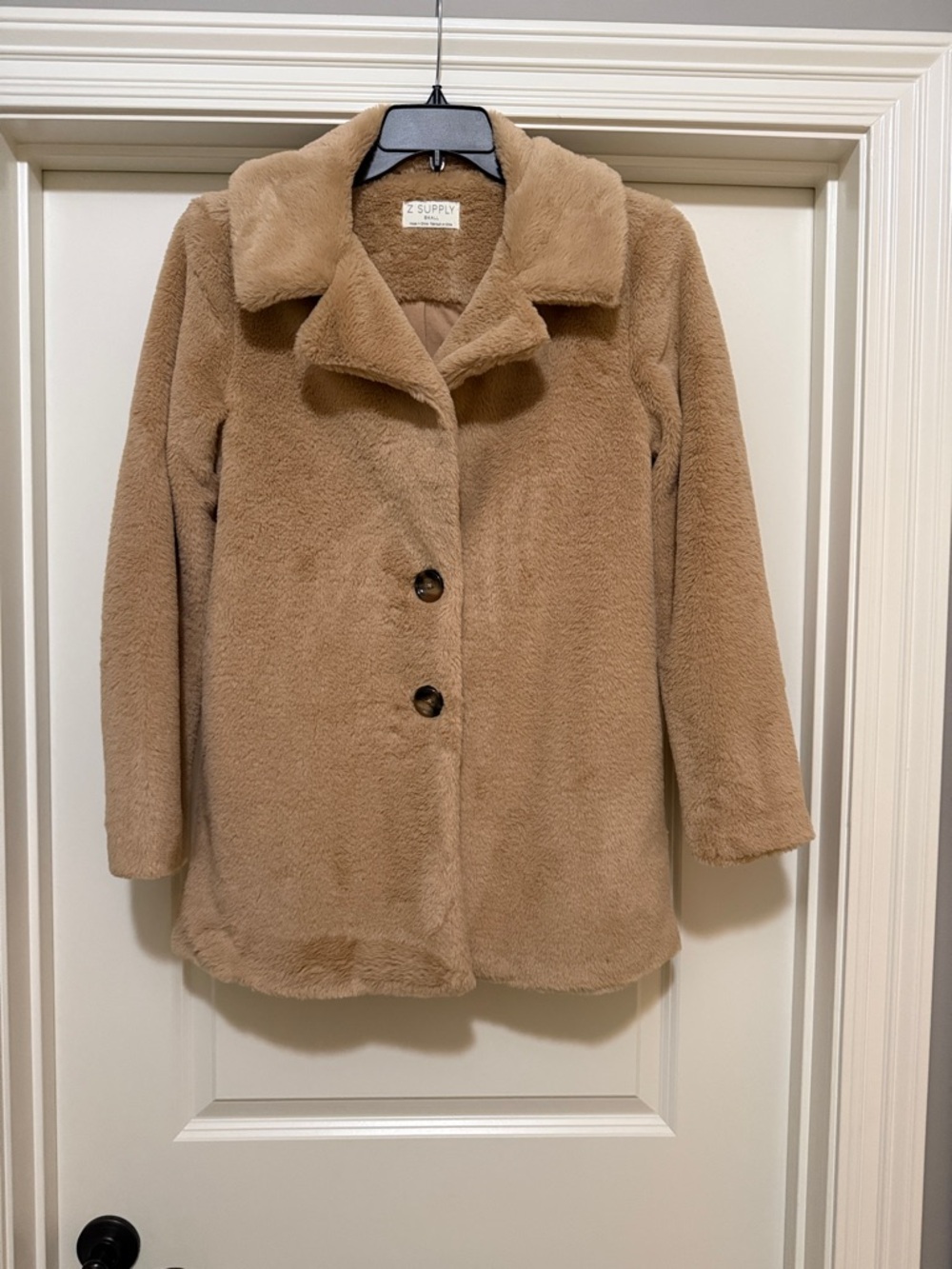 Z Supply Plush Faux-Fur Teddy Coat in Tan